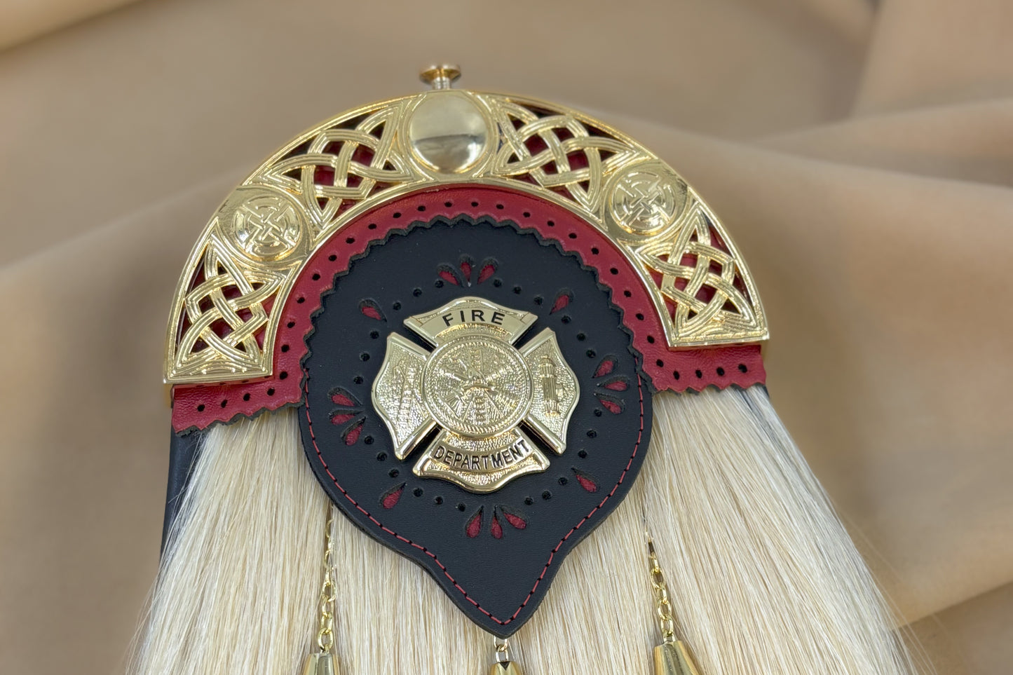 Firefighter White Horsehair Gold 3 Tassel
