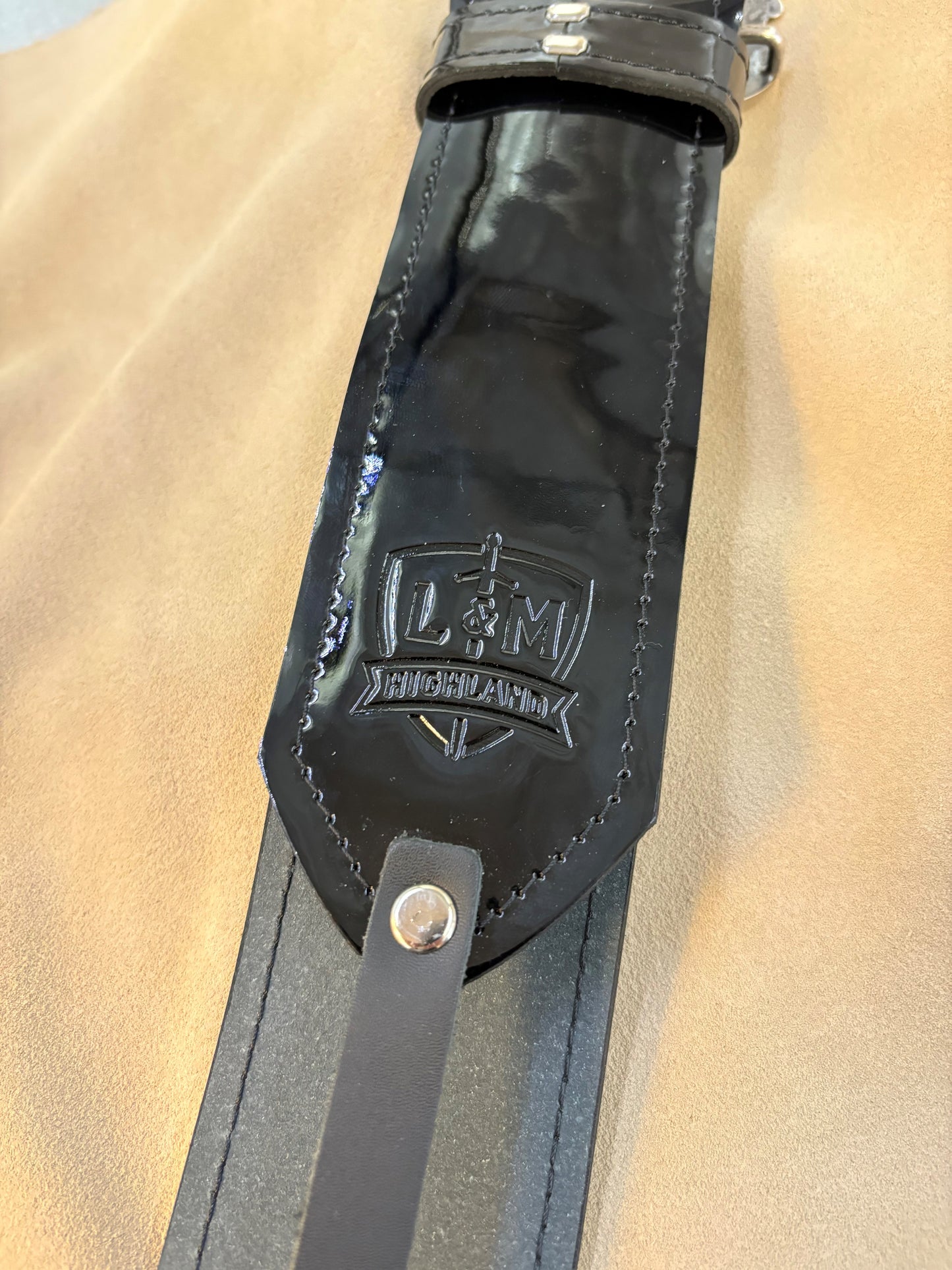 2.5″ Black Patent Leather Kilt Belt