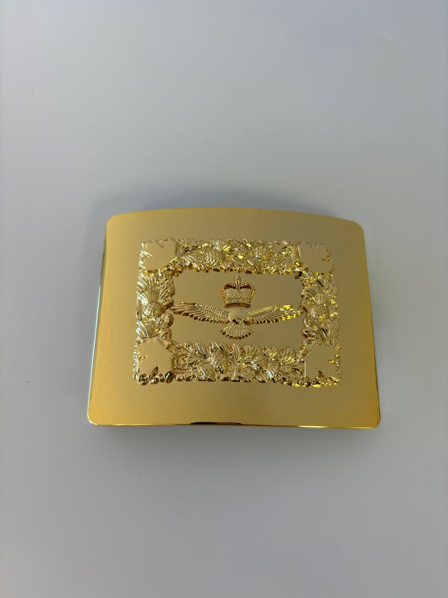 Gold buckle with RCAF design