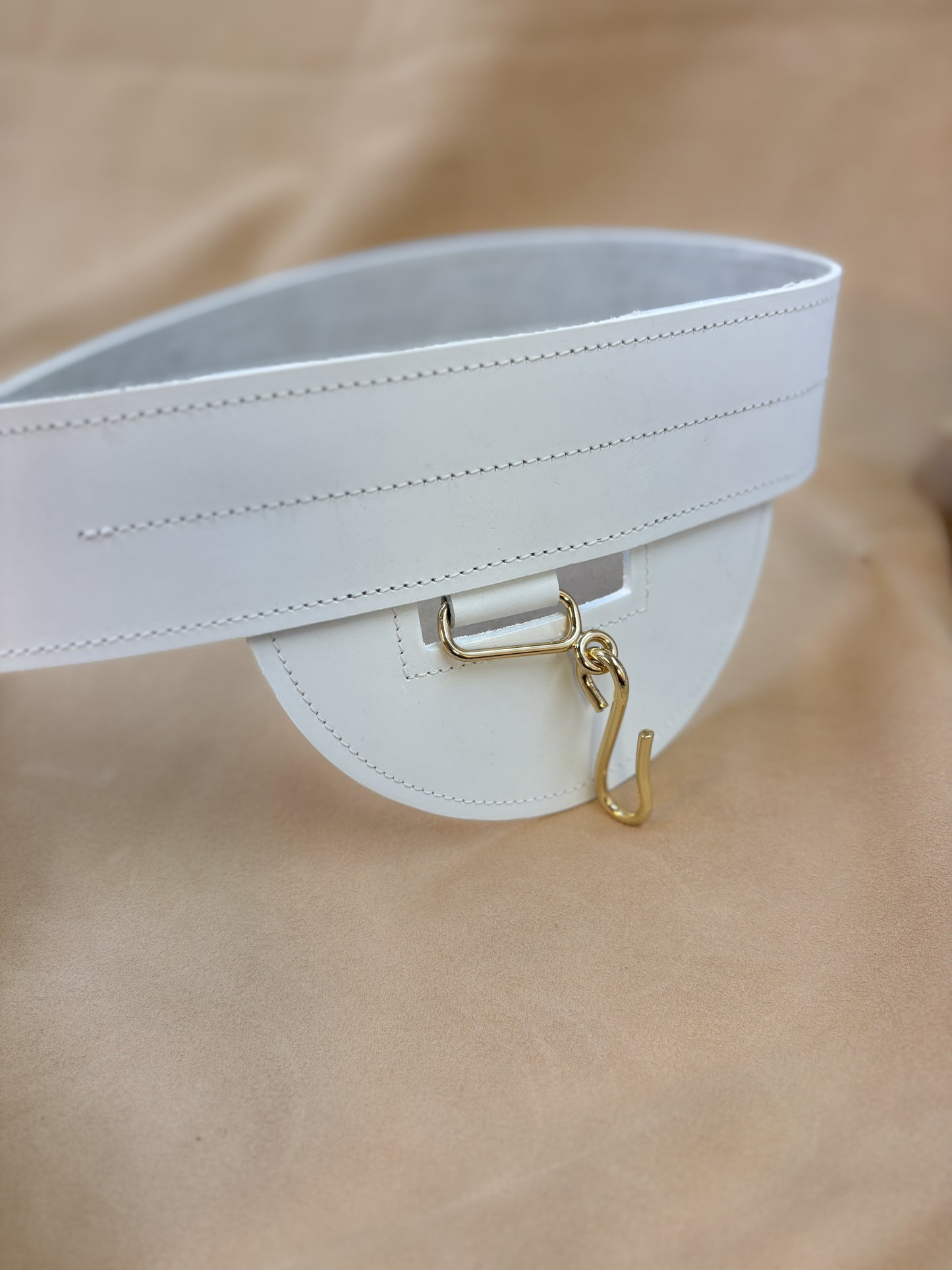 White leather sword belt