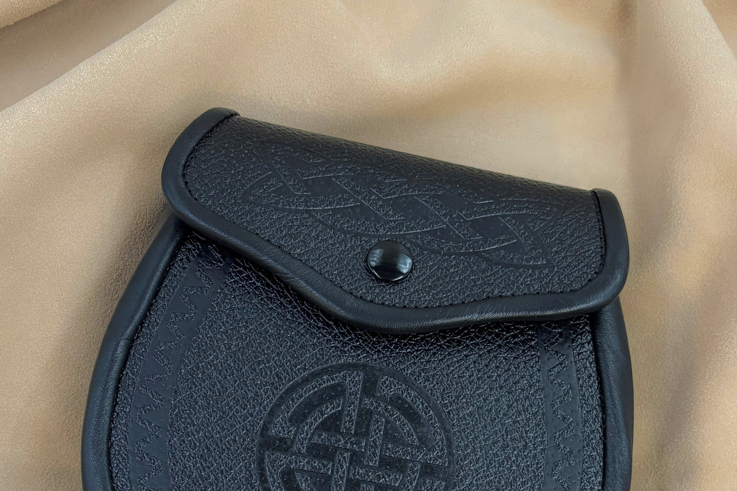 Angus Celtic Embossed Black Leather