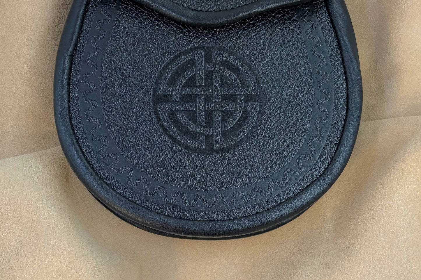 Angus Celtic Embossed Black Leather