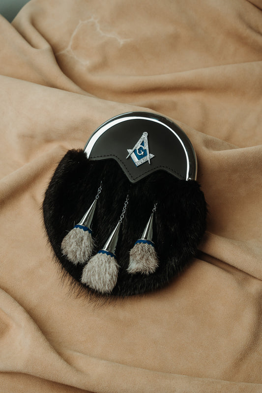 masonic sporran with black muskrat fur