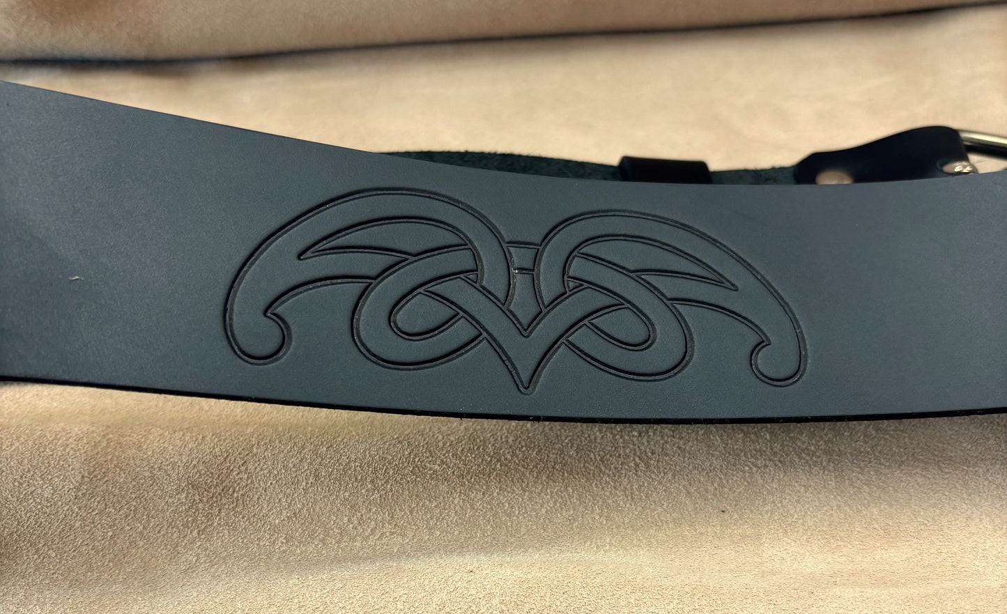 2″ Black Leather Belt With Embossed Celtic Spiral Knots