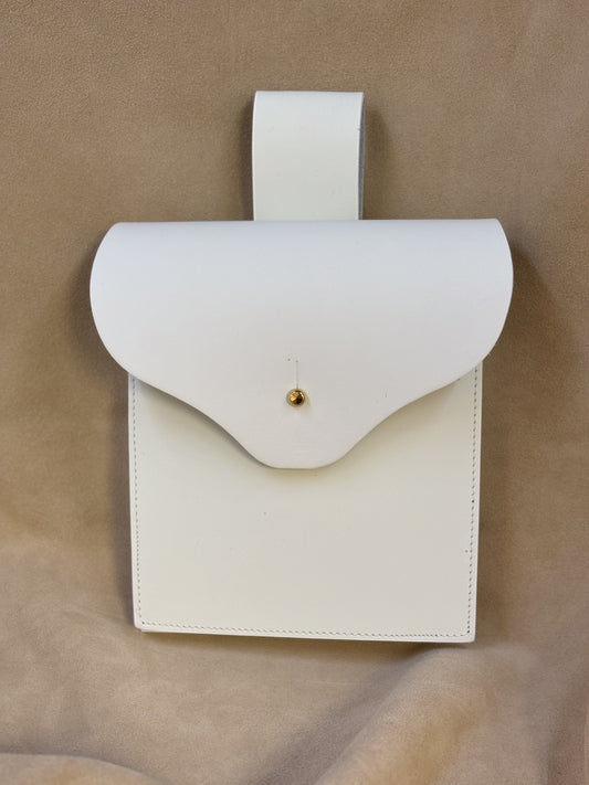 White leather music card case front