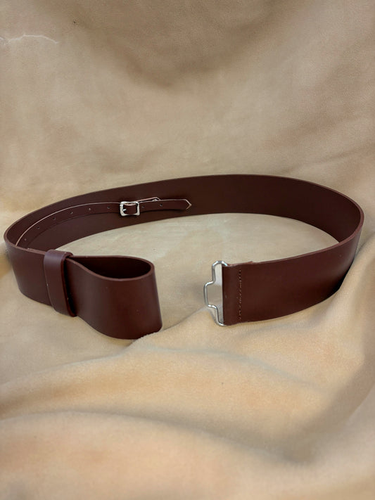 Smooth brown leather kilt belt