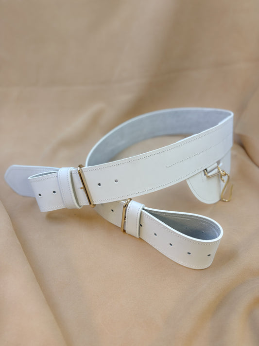 White leather sword belt