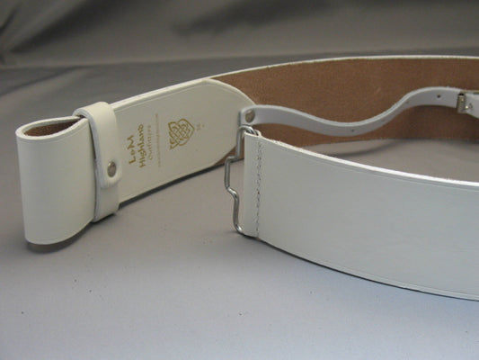 2.5″ White Leather Kilt Belt