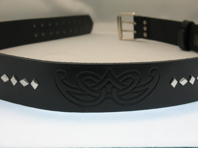 2″ Black Leather Belt Celtic Spiral Knot
