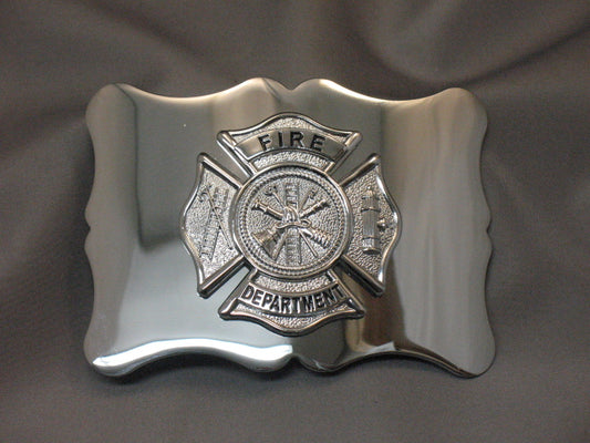 Silver firefighter belt buckle